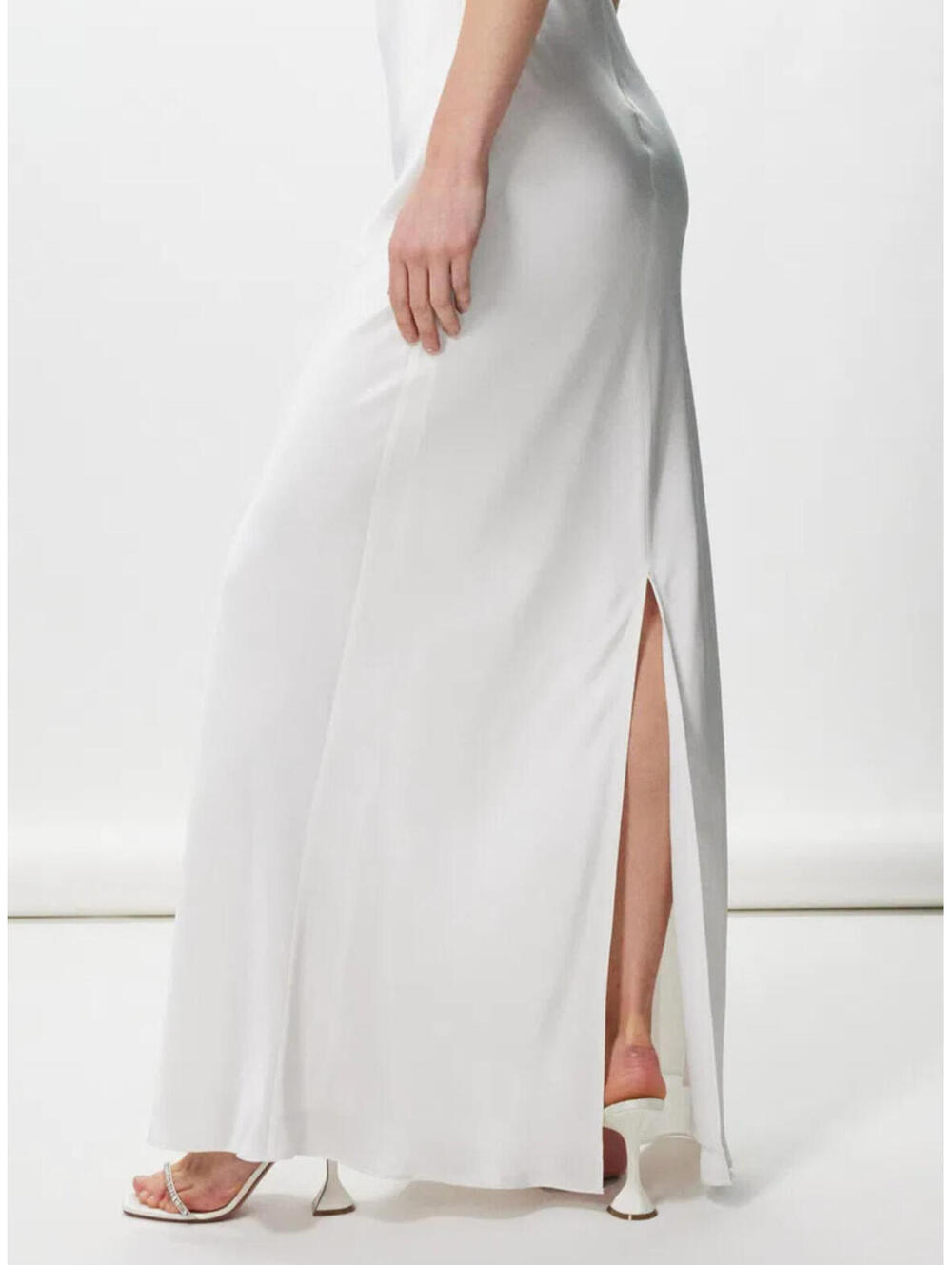 NWT STAUD Cadence White Satin Beaded Bridal Wedding Slip Maxi Dress Pearl 8/M - Picture 10 of 14